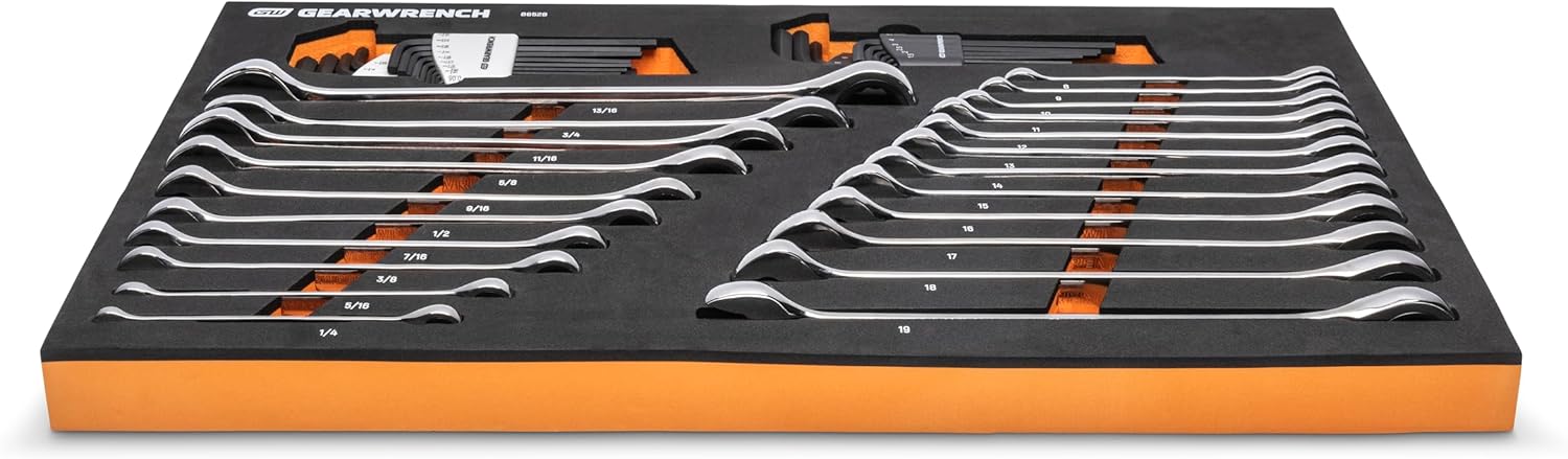 GEARWRENCH 44 Piece 90-Tooth SAE/Metric Ratcheting Wrench and Hex Key Set - 86528