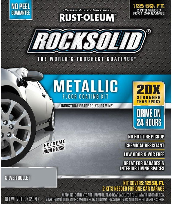 Rust-Oleum 286983 Metallic Floor Coating Kit - Silver Bullet, 70 Fl Oz (Pack of 1)