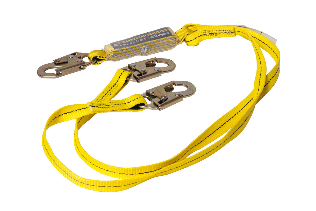 Guardian Fall Protection (01230) 6-Foot Double Leg Shock Absorbing Lanyard with Steel Snap Hooks