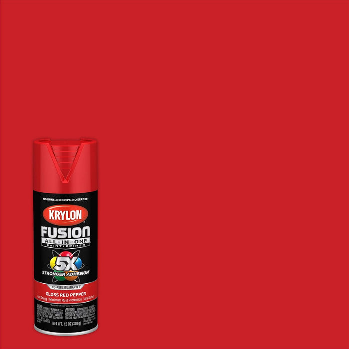 Krylon Fusion All-In-One Adhesive Spray Paint for Indoor/Outdoor Use, 12 oz, Red Pepper (Pack of 1)