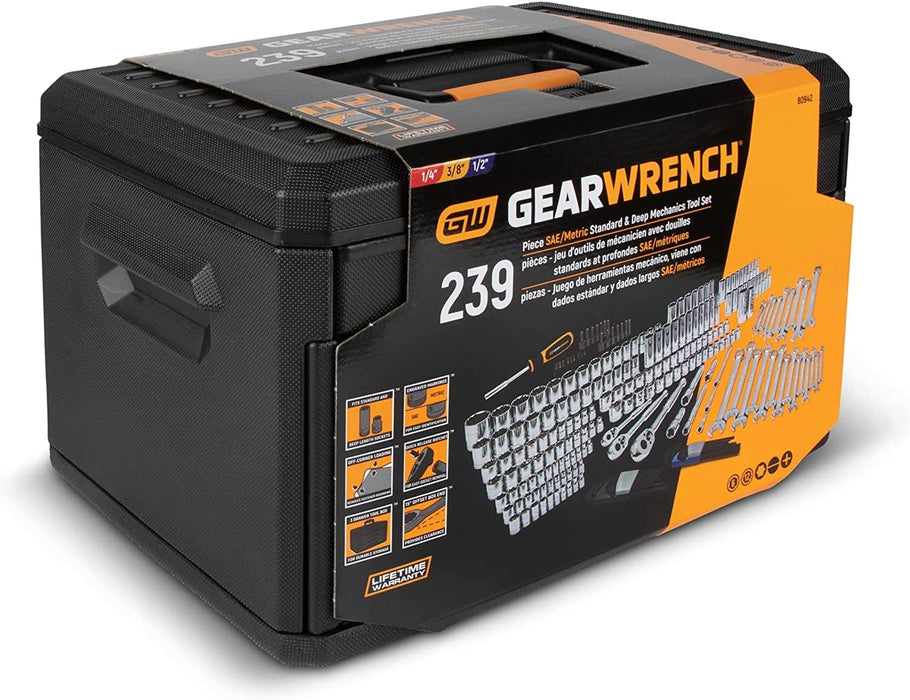 GEARWRENCH 239 Pc. BMC Mechanics Tool Set 1/4, 3/8, 1/2 - 80942