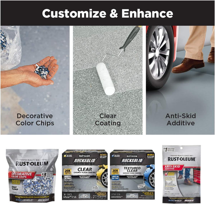 Rust-Oleum 60009 RockSolid Polycuramine Garage Floor Coating, 1 Car Kit, High Gloss Mocha