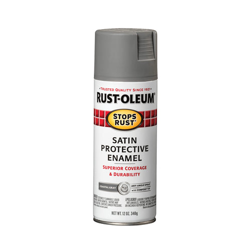 Rust-Oleum 312819 Stops Rust Spray Paint, 12 Oz, Satin, Coastal Gray (Pack of 1)