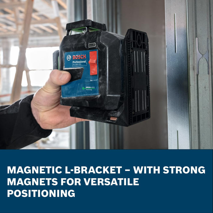 Bosch GLL300-42GL 360º Green-Beam Three-Plane Leveling and Alignment Laser, Self-Leveling, Li-Ion Battery, USB-C Charging, IP65 Rated, 100 Ft. Range