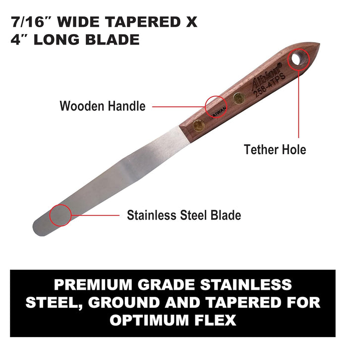 Albion Engineering Company 258-4S Classic Spatula, Stainless Steel, Hardwood Handle, 3/4" Wide Tip x 4" Long Blade