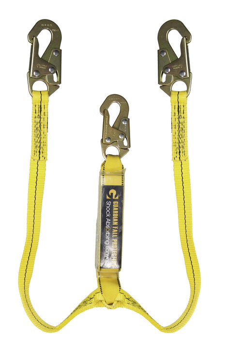 Guardian 01218 4-Foot Double Leg Shock Absorbing Lanyard with Rebar Hook End