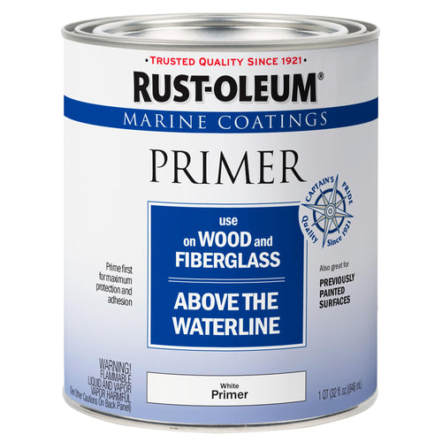 Rust-Oleum 396969 Marine Coatings Wood and Fiberglass Primer, Quart, White