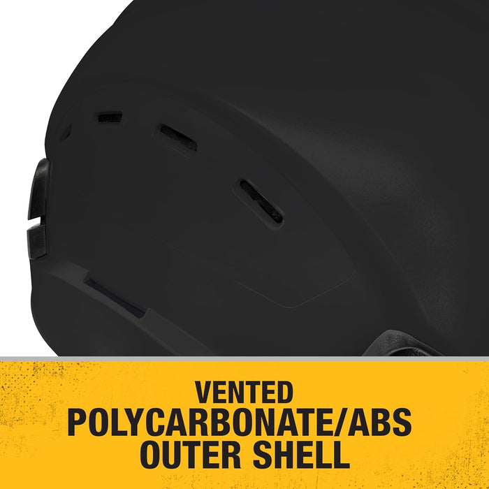 ‎DEWALT | ‎DPG22V-BLACK | DEWALT DPG22V Black Type II Class C 4-Point Ratcheting Vented Safety Helmet