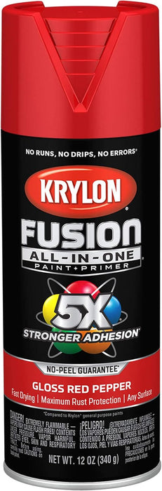 Krylon Fusion All-In-One Adhesive Spray Paint for Indoor/Outdoor Use, 12 oz, Red Pepper (Pack of 1)
