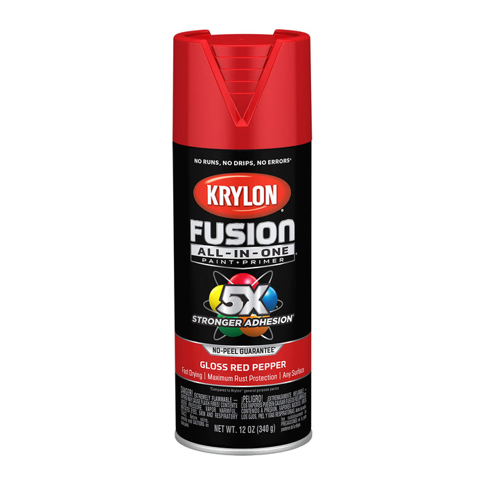 Krylon Fusion All-In-One Adhesive Spray Paint for Indoor/Outdoor Use, 12 oz, Red Pepper (Pack of 1)