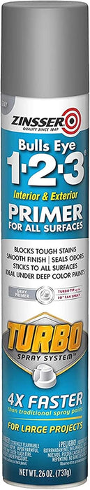 Zinsser 343748 Bulls Eye 1-2-3 Turbo Primer Spray, 26 oz, Gray