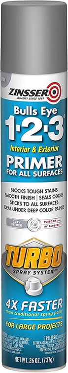 Zinsser 343748 Bulls Eye 1-2-3 Turbo Primer Spray, 26 oz, Gray
