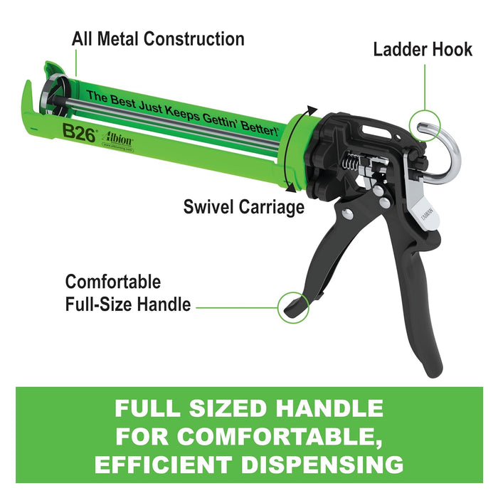 Albion Engineering Company B26 B-Line Manual Cartridge Caulking Gun, 26:1 Manual Drive