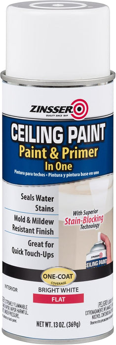 Zinsser Ceiling Acrylic Paint & Primer in One, 13 oz, Flat White (Pack of 1)