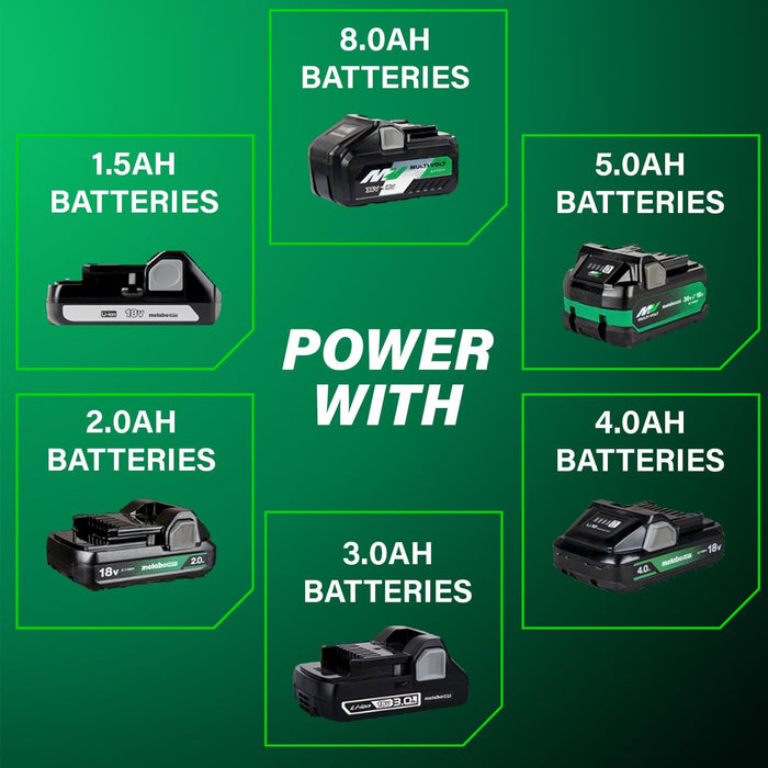 Metabo HPT 18V MultiVolt Cordless Brushless Driver Drill & Impact Driver Combo Kit, Power Tool Kit, 2 Lithium-Ion Metabo HPT Batteries and Charger, High Torque, Compact Lightweight Design, KC18DEXQB KC18DEXQB Only