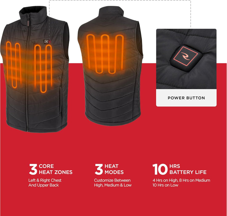 Radians (RHG-V200B-S) Men's Heated Apparel - Vest, Black, Small