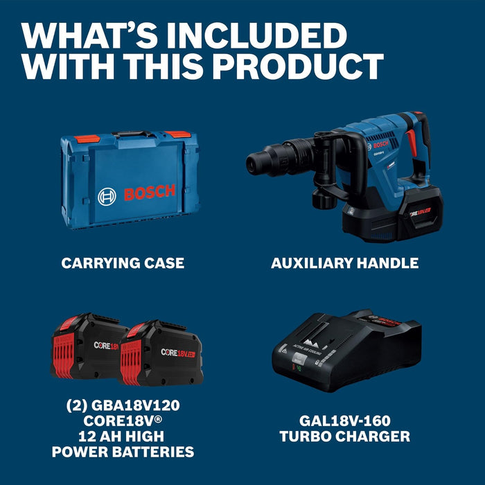 BOSCH GSH18V-5L212 PROFACTOR 18V SDS-max Demolition Hammer with L-Boxx-2 and (2) 12 Ah PROFACTOR Batteries