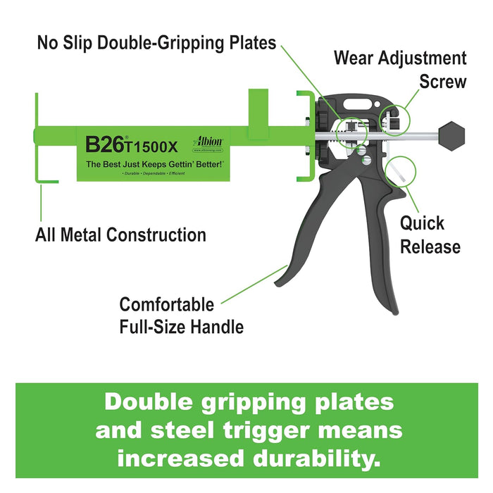 Albion Engineering Company B26T1500X 1500 Series B-Line Manual Multi-Component Cartridge Epoxy Adhesive Gun, 26:1 Manual Drive