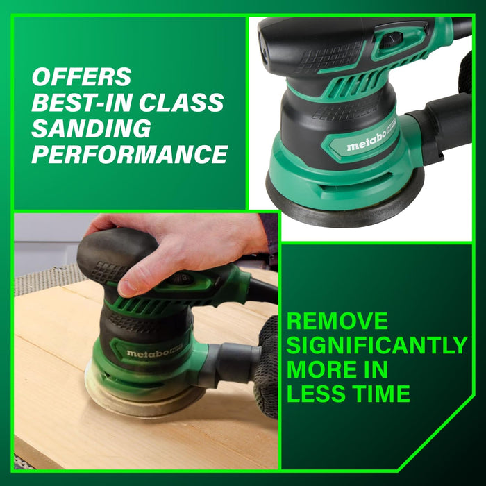 Metabo HPT 5-Inch Random Orbit Finishing Sander, Variable Speed, Palm-Style Comfort Grip, 230W 2.8 Amp Motor, 9,000-13,000 RPM, Dust Collection Hose Connector, Compact and Lightweight Design, SV13YST