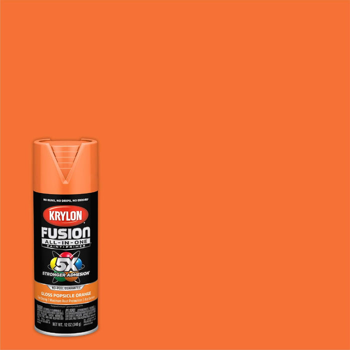 Krylon Fusion All-In-One Adhesive Spray Paint for Indoor/Outdoor Use, 12 oz, Popsicle Orange (Pack of 1)