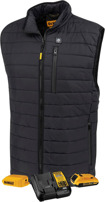 DEWALT Men's Cold Weather Heated Puffer Vest Kit with Battery, Black, Size 2X - DCHV095BD1