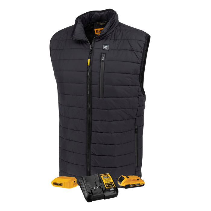 DEWALT Men's Cold Weather Heated Puffer Vest Kit with Battery, Black, Size XL - DCHV095BD1