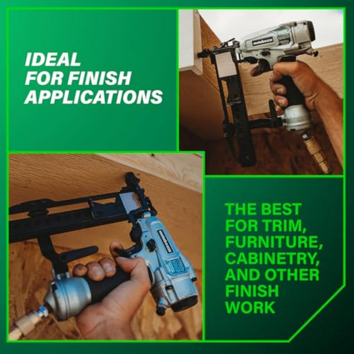 Metabo HPT PRO Finish Stapler, Pro-preferred Pneumatic Power Nailers, Finish Tool for Carpentry & Industrial Uses, All-Metal Key Component, 18 Gauge, 1/4" Crown Staples, Length 1/2" to 1-1/2", N3804A5 N3804A5 - Pro Model
