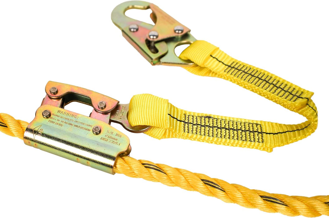 Guardian 01320 50 ft Vertical Lifeline Assembly (VLA) with Adjustable Rope Grab and Shock Absorber | OSHA Compliant 50 ft Lifeline Assembly