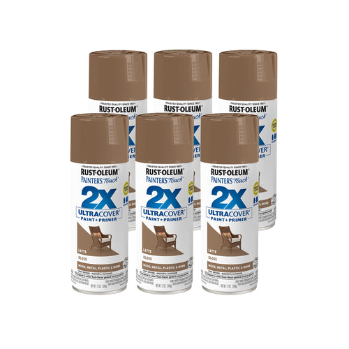Rust-Oleum 383203 Painter's Touch 2X Ultra Cover Spray Paint, 12 oz, Gloss Latte (Pack of 6)