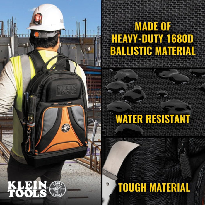 Klein Tools 55421BP-14 Tradesman Pro Tool Bag Backpack, 39 Pockets, Black, 14-Inch