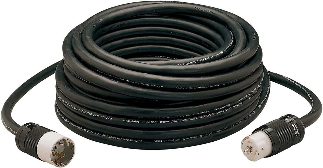 Southwire Extra Duty Outdoor Extension Cord, 100Ft, 8 Gauge, 50 AMP, Twist-to-Lock, Generator Cord, SEOW, Black, 19190008 100 ft Extension Cord