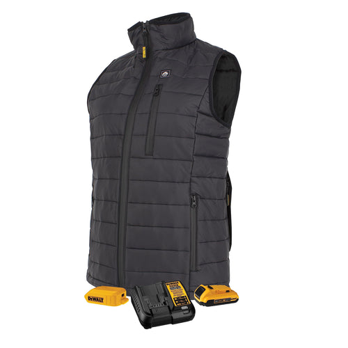 DEWALT Women's Standard Lightweight Puffer Heated Vest Kit, Black, X-Large - DCHV094D1