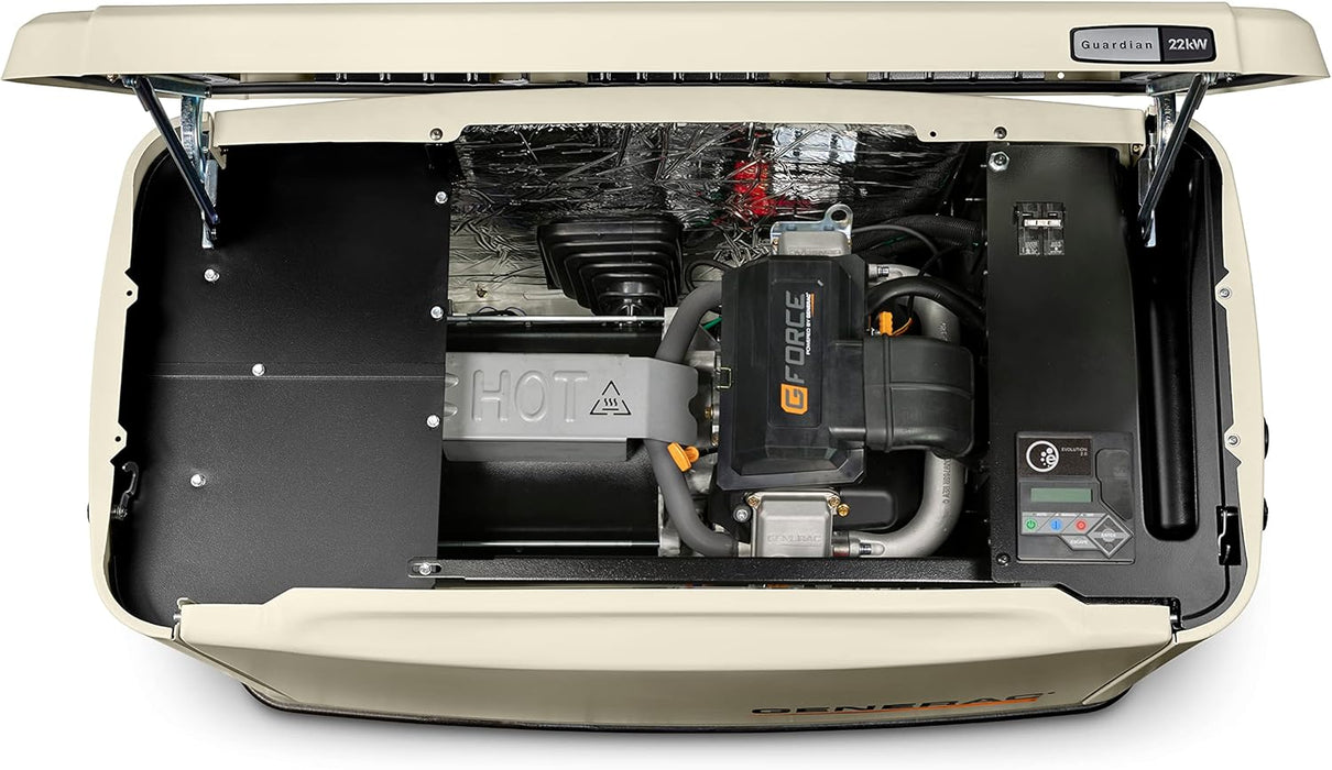 Generac 7043 Guardian 22kW LP / 19.5kW NG Home Standby Generator – Air-Cooled, Wi-Fi Enabled, 200-Amp Transfer Switch