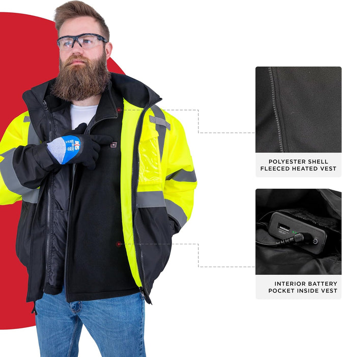 Radians (RHG-SJ13G-XL) Heated Apparel - Jackets, Hi-Vis Green, X-Large