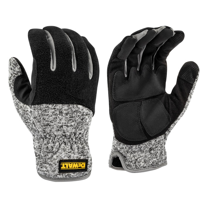 DEWALT DPG751 Unisex Padded Palm Fleece Slip-On Cold Weather Glove with Touchscreen, Black/Gray, Medium