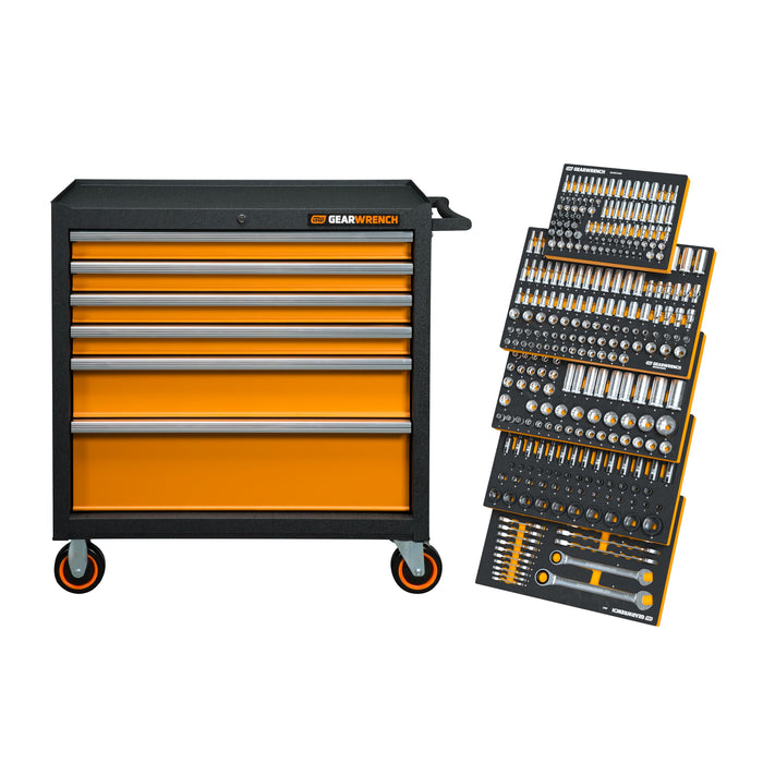 GEARWRENCH 358 Piece MEGAMOD Metric Mechanics Tool Set in Modular Foam Trays with Rolling Cabinet - MEGAMOD358