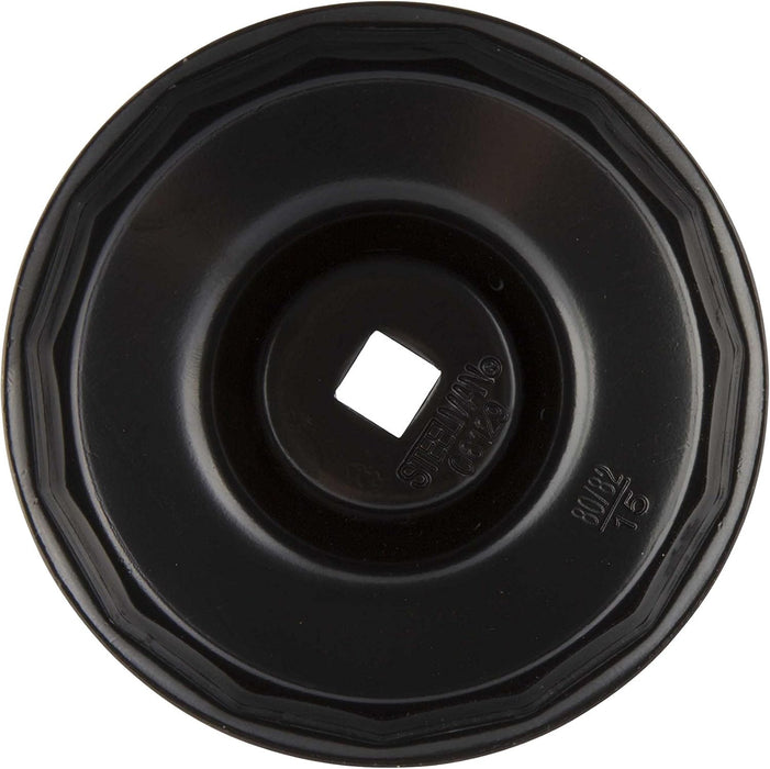 Steelman Low Profile Oil Filter Cap Wrench Socket 80mm and 82mm x 15 Flute, ⅜-inch Drive, Heavy Duty Chrome Vanadium Steel