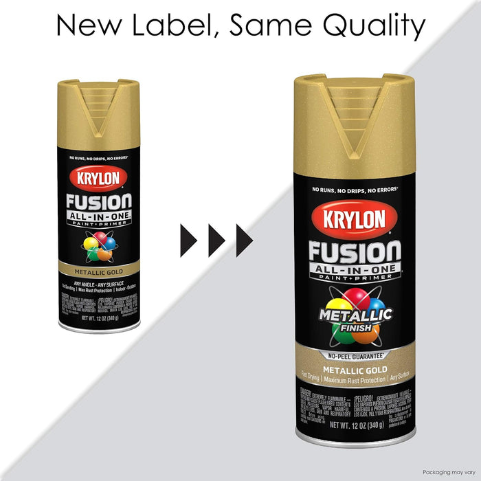 Krylon Fusion All-In-One Adhesive Spray Paint for Indoor/Outdoor Use, 12 oz, Metallic Aluminum (Pack of 1)