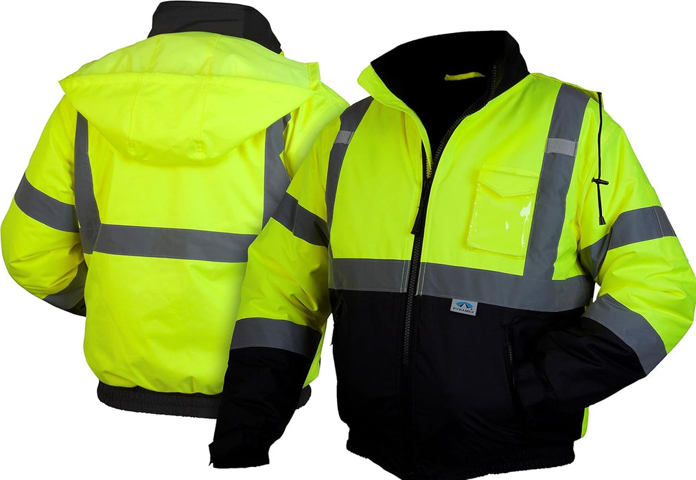 [USED-LIKE NEW] Pyramex RJ3210X3 Bomber Jacket with Quilted Lining, 3X-Large (Hi-Vis Green)