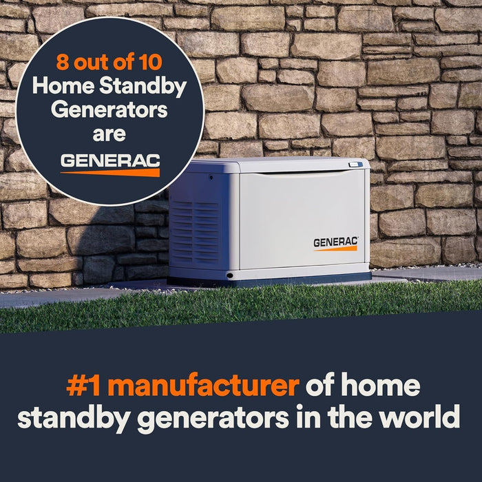 Generac 7223 Guardian 14kW Home Standby Generator – Aluminum Enclosure, Wi-Fi Enabled, G-Force Engine, Whole House Backup