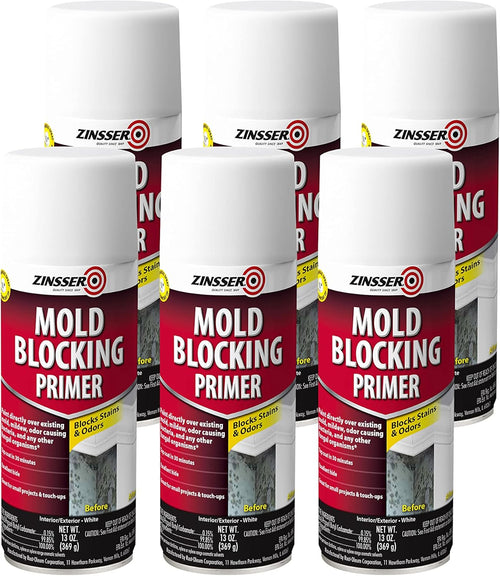 Rust-Oleum Zinsser 6PK Mold Blocking Spray Primer, White, 13.00 Fl Oz (Pack of 6)