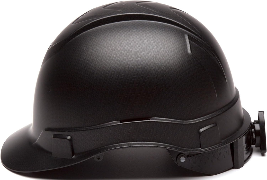 Pyramex Ridgeline Cap Style 4 Point Ratchet Hard Hat, Matte Black Graphite Pattern