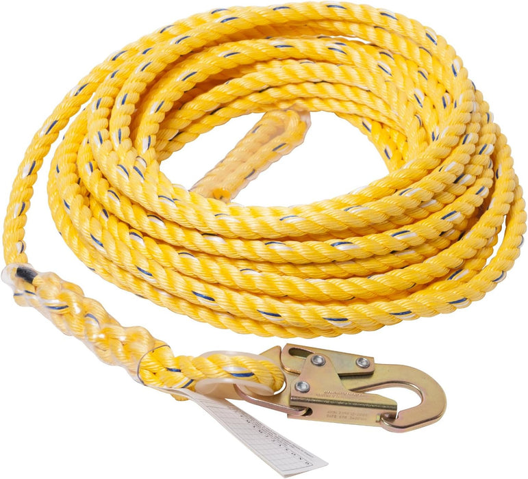 Guardian Fall Protection (01365) VL58-150 Standard 5/8 Inch Thick Rope with Snaphook End, 150-Foot