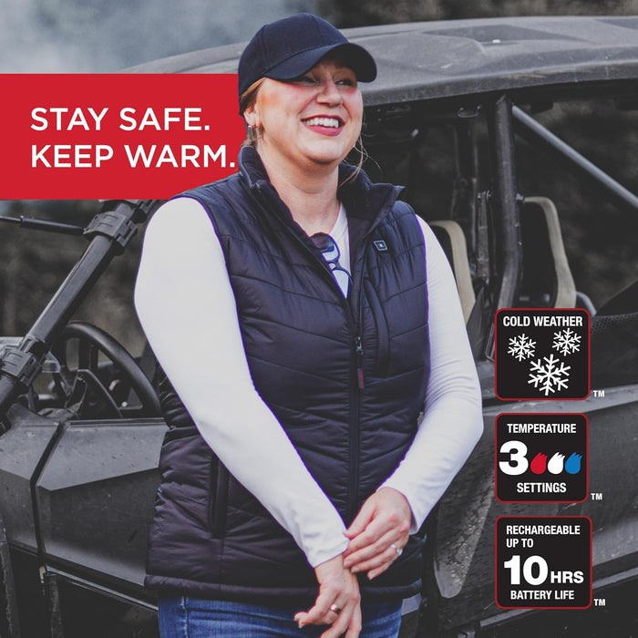 Radians (RHG-V201B-L) Women's Heated Puffer Vest Kit with Battery, Black, Large
