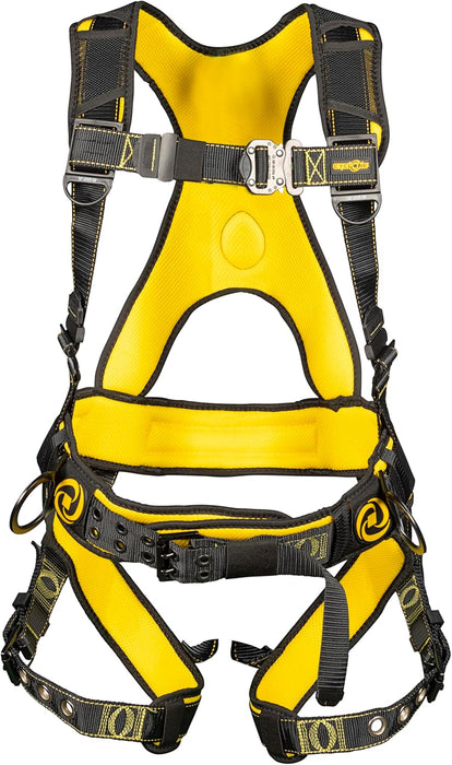 Guardian (21032) Cyclone Construction Harness with Waist Pad, Side D-Rings, OSHA & ANSI Compliant, Black/Yellow, XX-Large Harness