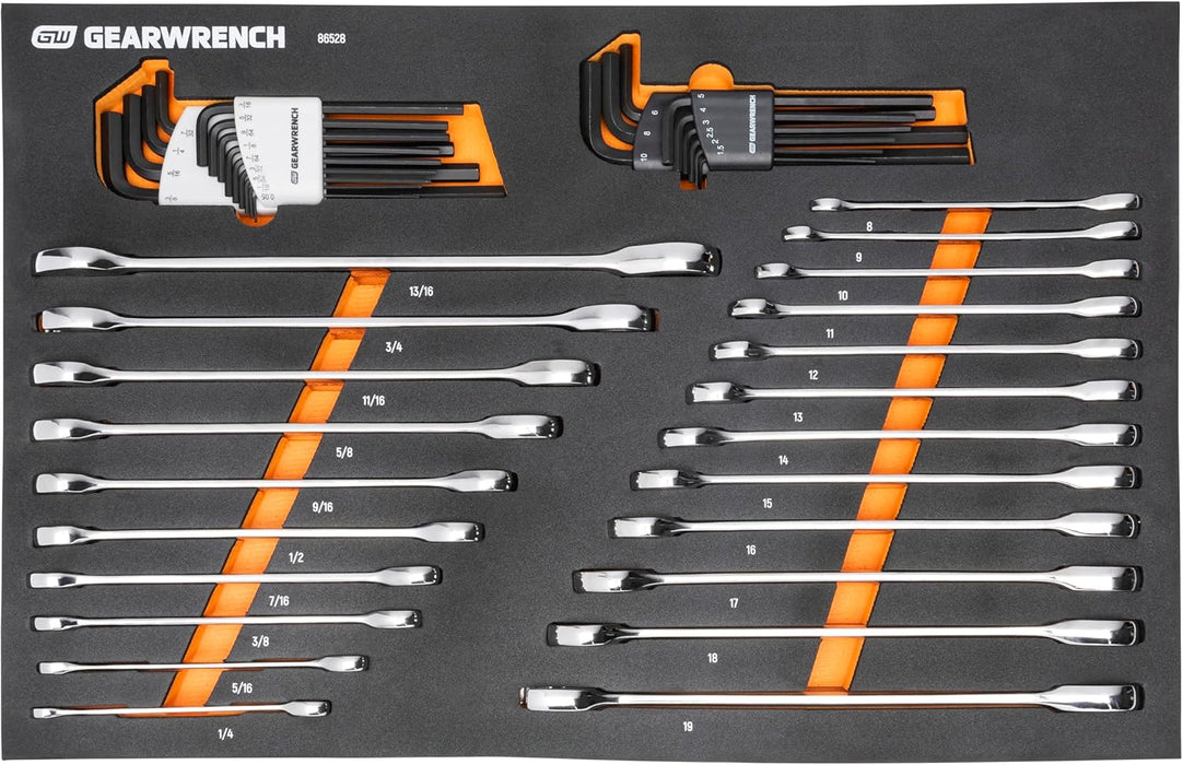 GEARWRENCH 44 Piece 90-Tooth SAE/Metric Ratcheting Wrench and Hex Key Set - 86528