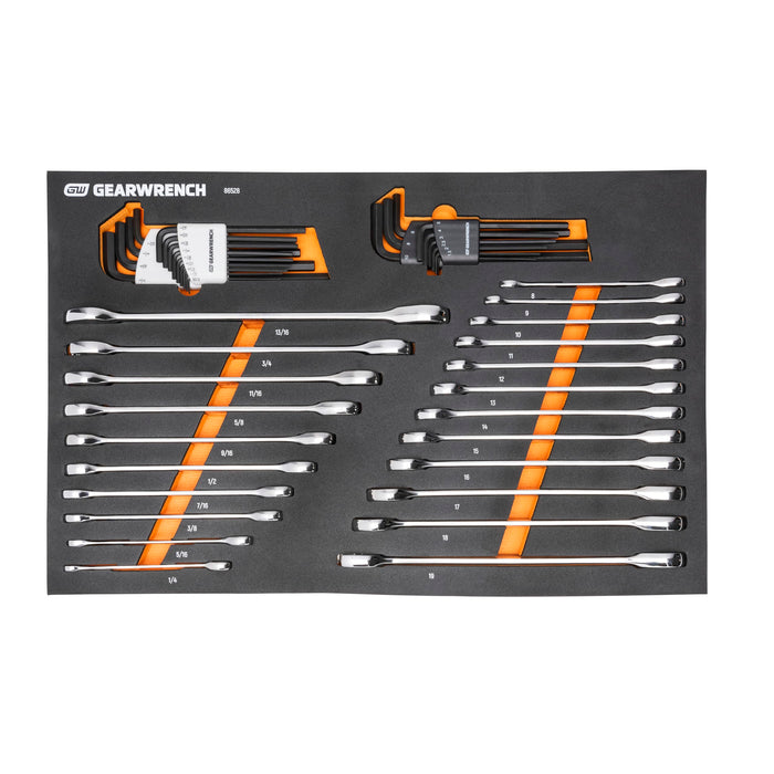 GEARWRENCH 44 Piece 90-Tooth SAE/Metric Ratcheting Wrench and Hex Key Set - 86528