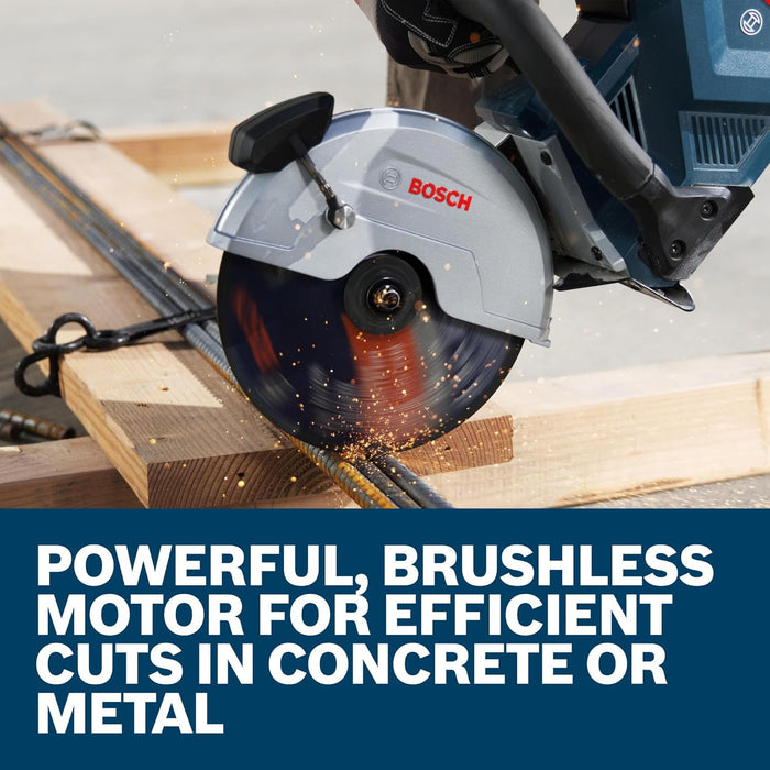 BOSCH GCS18V-230N 18V Brushless Cordless 9-Inch Cutoff Saw for Concrete & Metal Cutting | Lightweight Ergonomic Design, 6-Position Cutting Guard, Water Shut-Off Valve, Easy Wheel Change (Bare Tool)