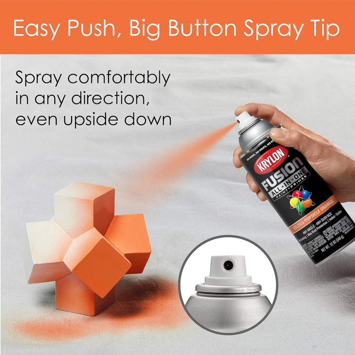 Krylon Fusion All-In-One Adhesive Spray Paint for Indoor/Outdoor Use, 12 oz, Popsicle Orange (Pack of 1)