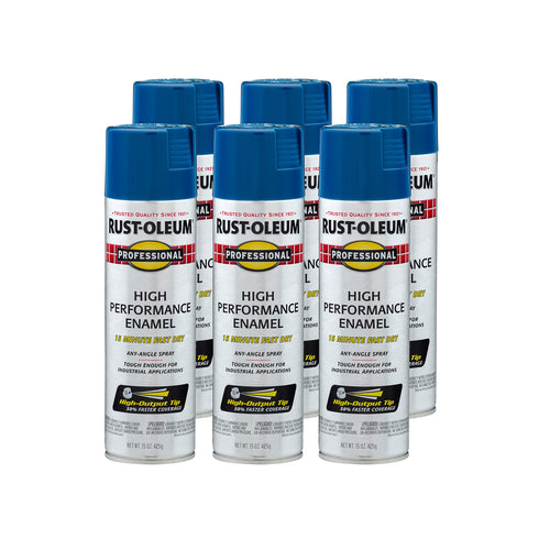 Rust-Oleum 7527838 Professional High Performance Enamel Spray Paint, 15 Oz, Gloss Royal Blue (Pack of 6)